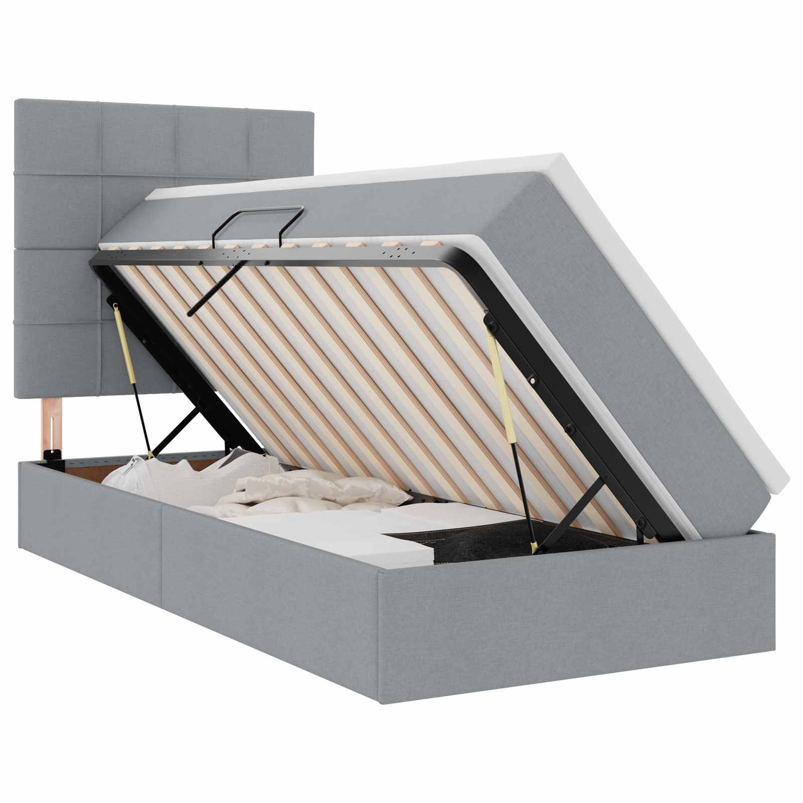 Letto con contenitore e materasso Grigio chiaro 90 x 190 cm 3371748