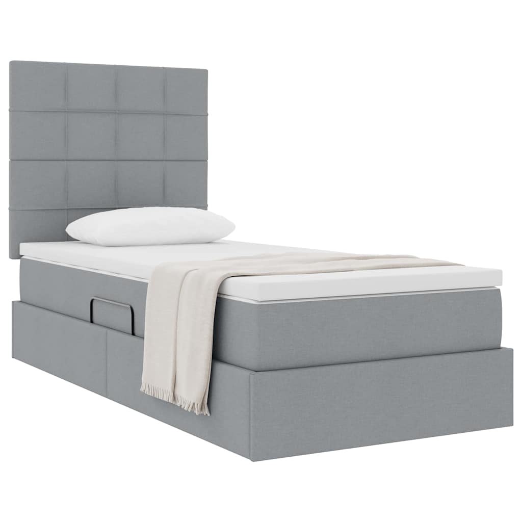 Letto con contenitore e materasso Grigio chiaro 90 x 190 cm 3371748