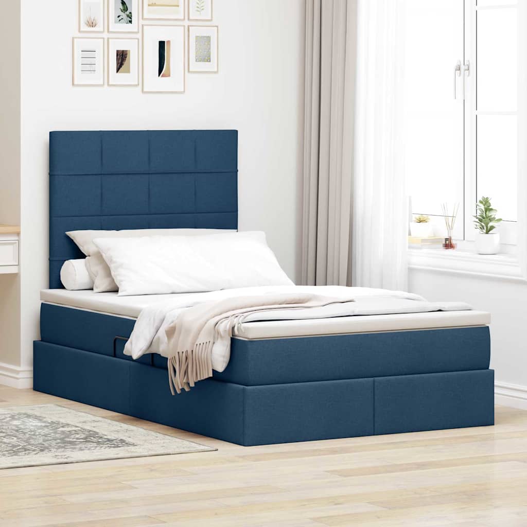 Letto con contenitore e materasso Blu 120 x 190 cm Tessuto 3371771