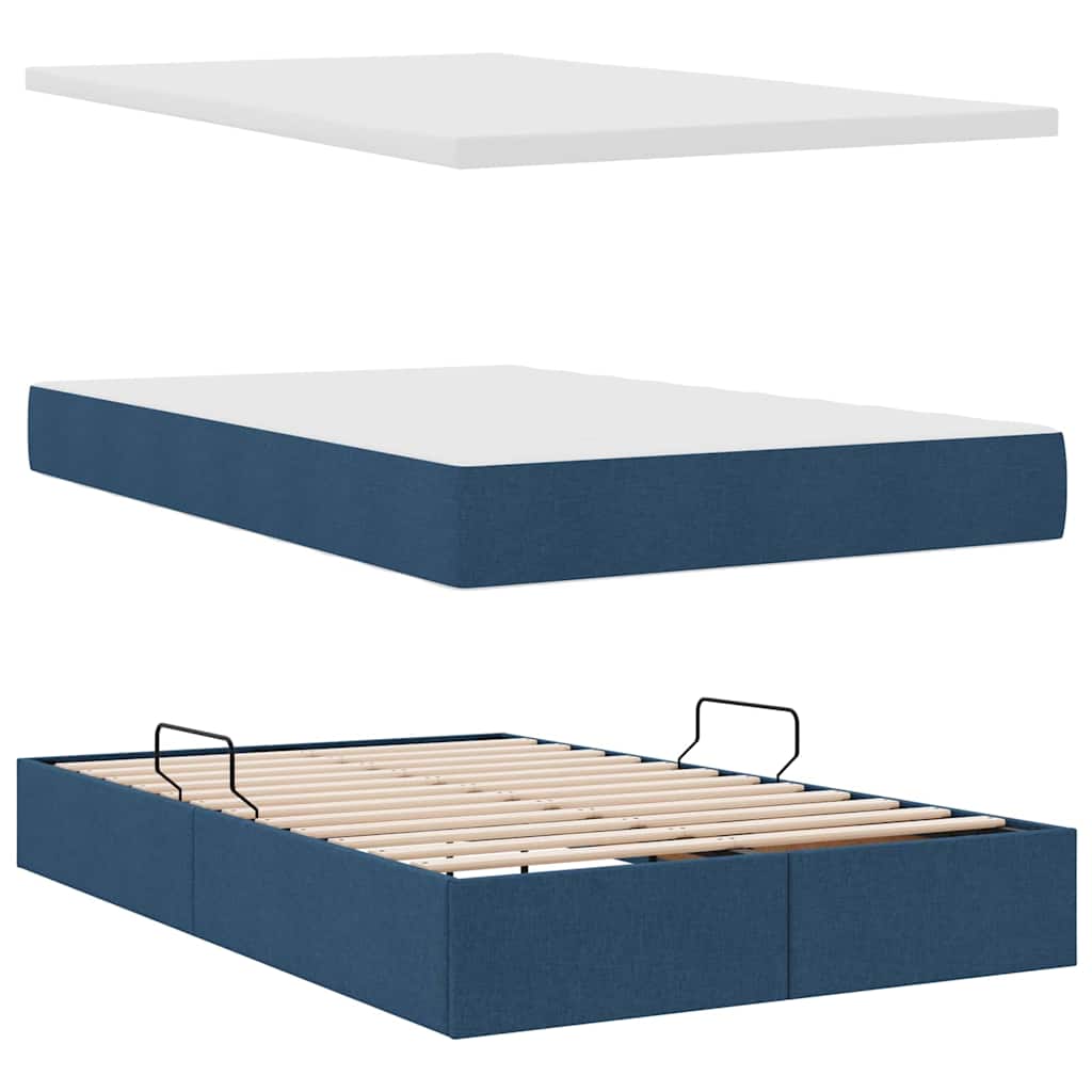 Letto con contenitore e materasso Blu 120 x 190 cm Tessuto 3371771