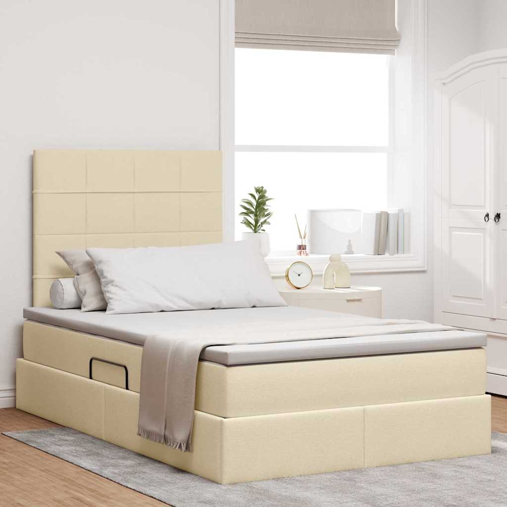 Letto con contenitore e materasso Crema 120 x 200 cm Poliestere 3371776