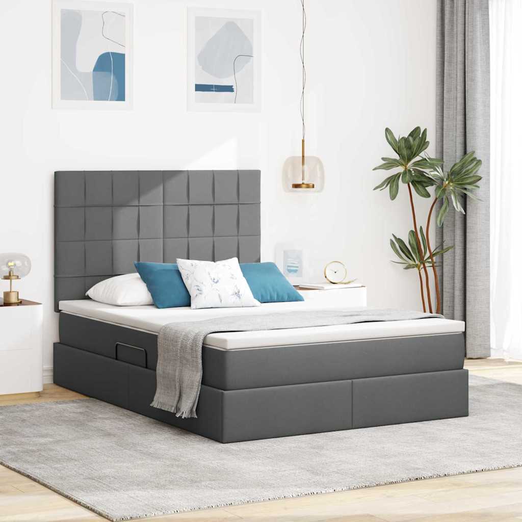 Letto con contenitore e materasso Grigio scuro 140 x 200 cm