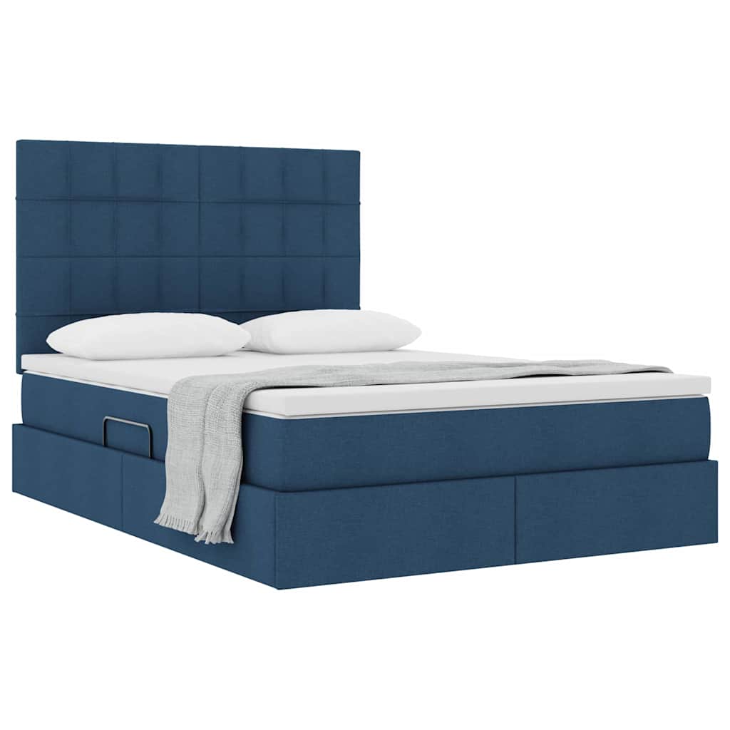 Letto con contenitore e materasso Blu 140 x 200 cm Poliestere