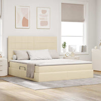 Letto con contenitore e materasso Crema 160 x 200 cm Poliestere 3371794