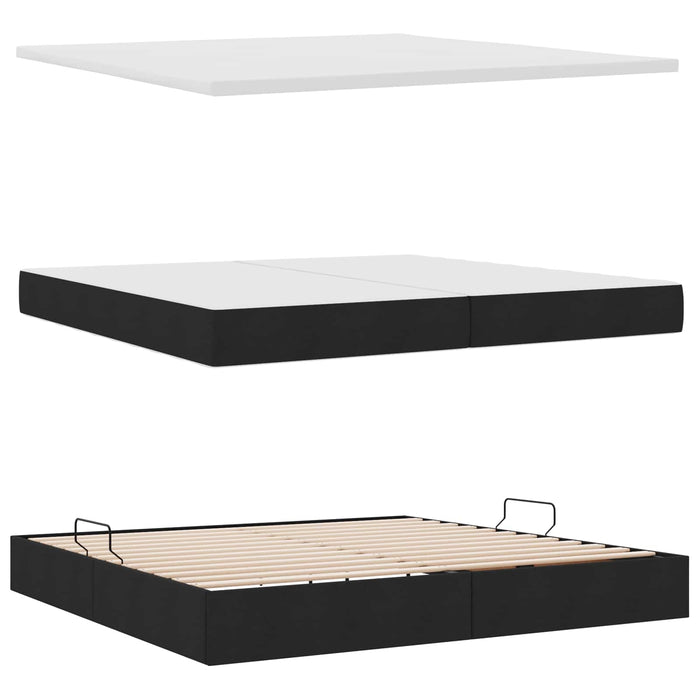 Letto con contenitore e materasso Nero 200 x 200 cm Poliestere 3371804