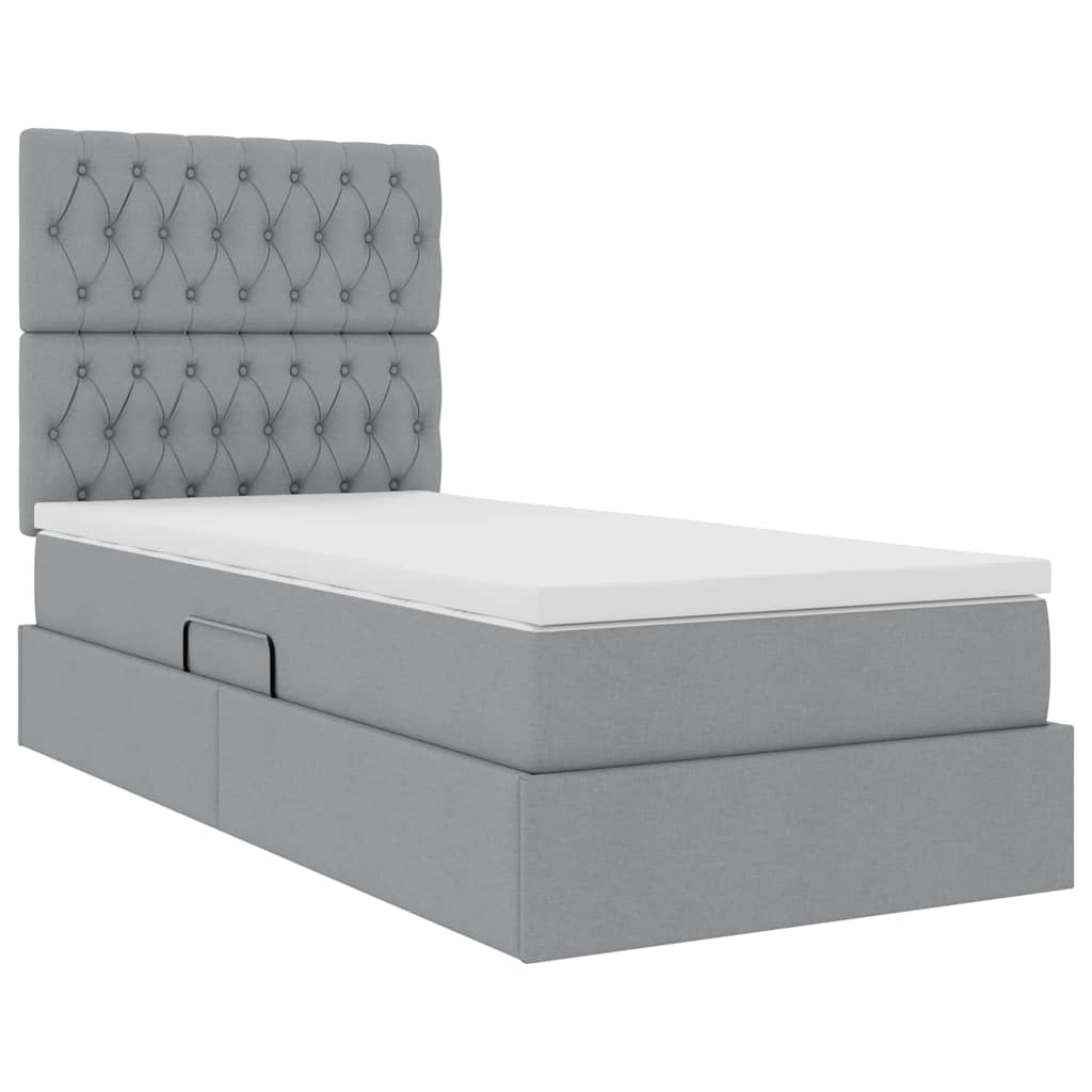 Letto con contenitore e materasso Grigio chiaro 90 x 190 cm 3371811