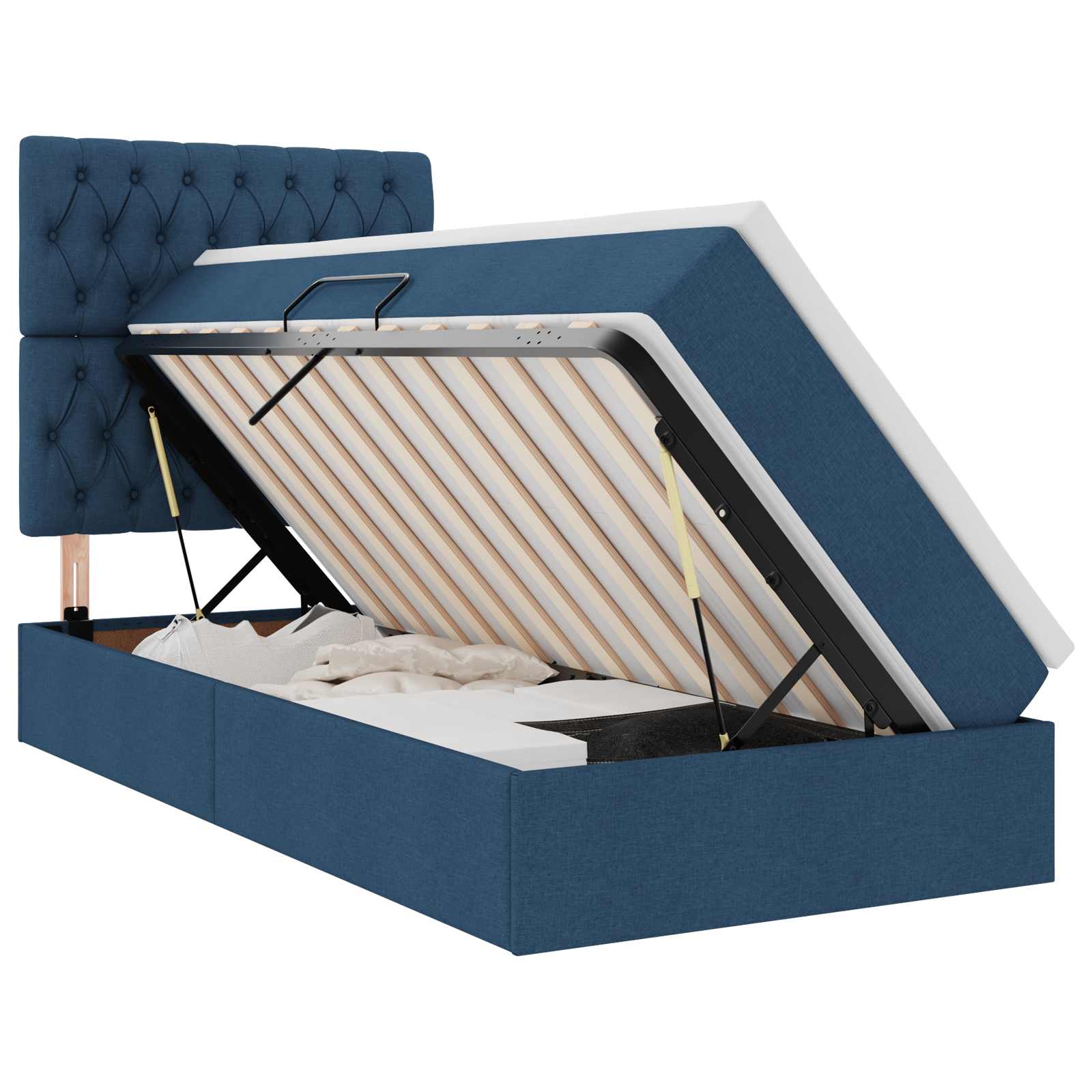 Letto con contenitore e materasso Blu 100 x 200 cm Poliestere 3371828