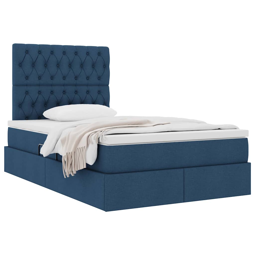 Letto con contenitore e materasso Blu 120 x 190 cm Tessuto 3371834