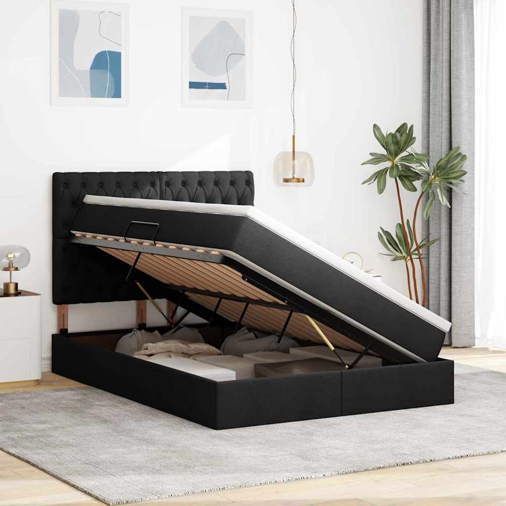 Letto con Contenitore Nero 140 x 190 cm Pelle Sintetica 3371843