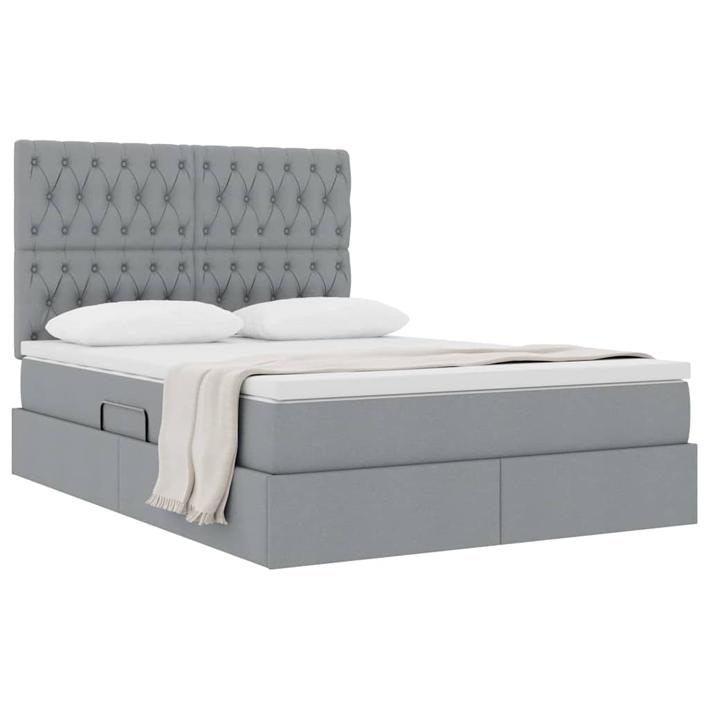 Letto con contenitore e materasso Grigio chiaro 140 x 200 cm
