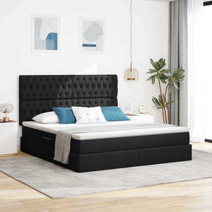 Letto con contenitore e materasso Nero 160 x 200 cm Poliestere 3371855