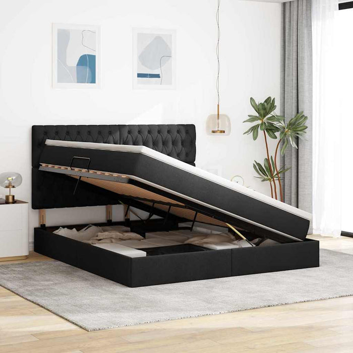 Letto con contenitore e materasso Nero 160 x 200 cm Poliestere 3371855