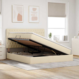 Letto con contenitore e materasso Crema 160 x 200 cm Poliestere 3371857