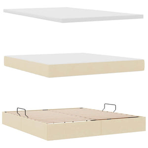 Letto con contenitore e materasso Crema 160 x 200 cm Poliestere 3371857