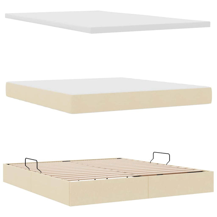 Letto con contenitore e materasso Crema 160 x 200 cm Poliestere 3371857