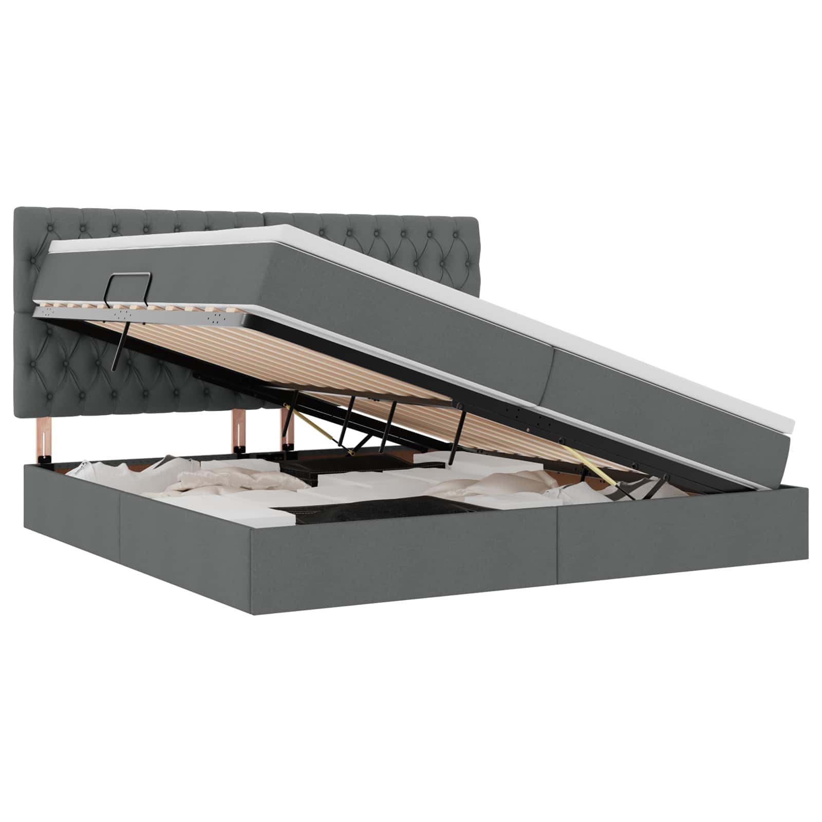 Letto con contenitore e materasso Grigio scuro 200 x 200 cm 3371866