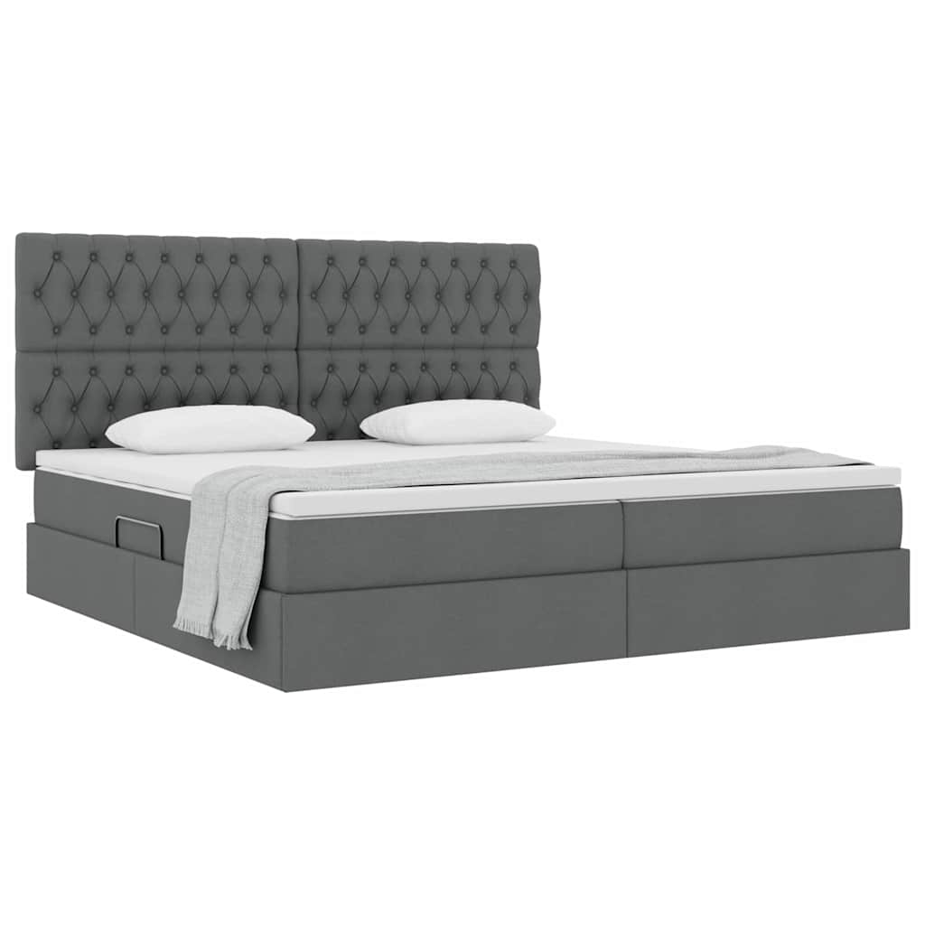 Letto con contenitore e materasso Grigio scuro 200 x 200 cm 3371866