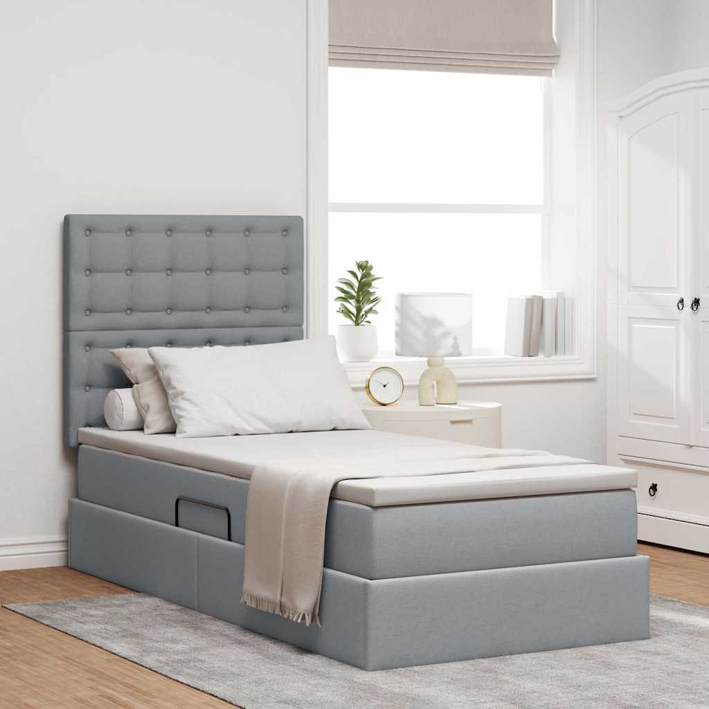 Letto con contenitore e materasso Grigio chiaro 90 x 200 cm 3371880