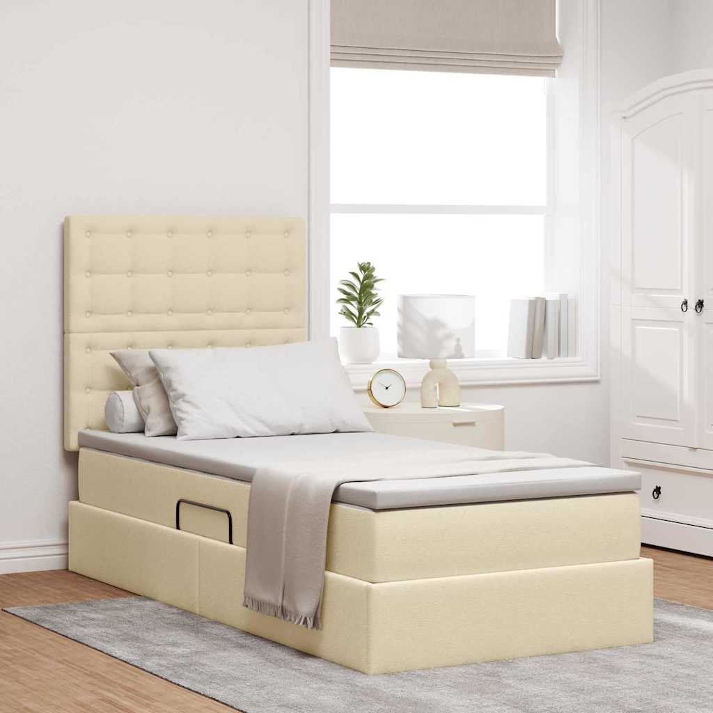 Letto con contenitore e materasso Crema 90 x 200 cm Poliestere 3371884