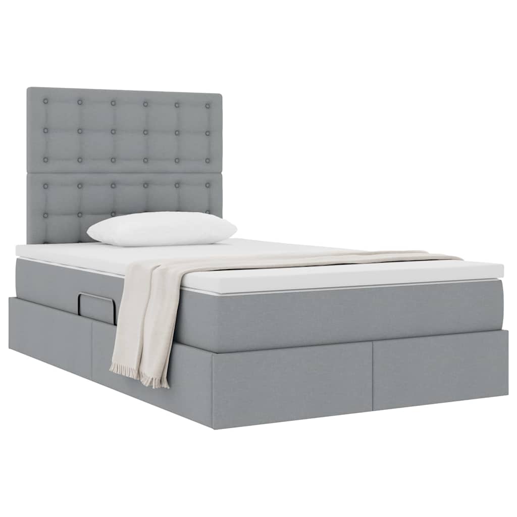 Letto con contenitore e materasso Grigio chiaro 120 x 200 cm