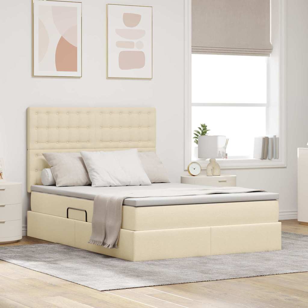 Letto con contenitore e materasso Crema 140 x 190 cm Poliestere 3371908