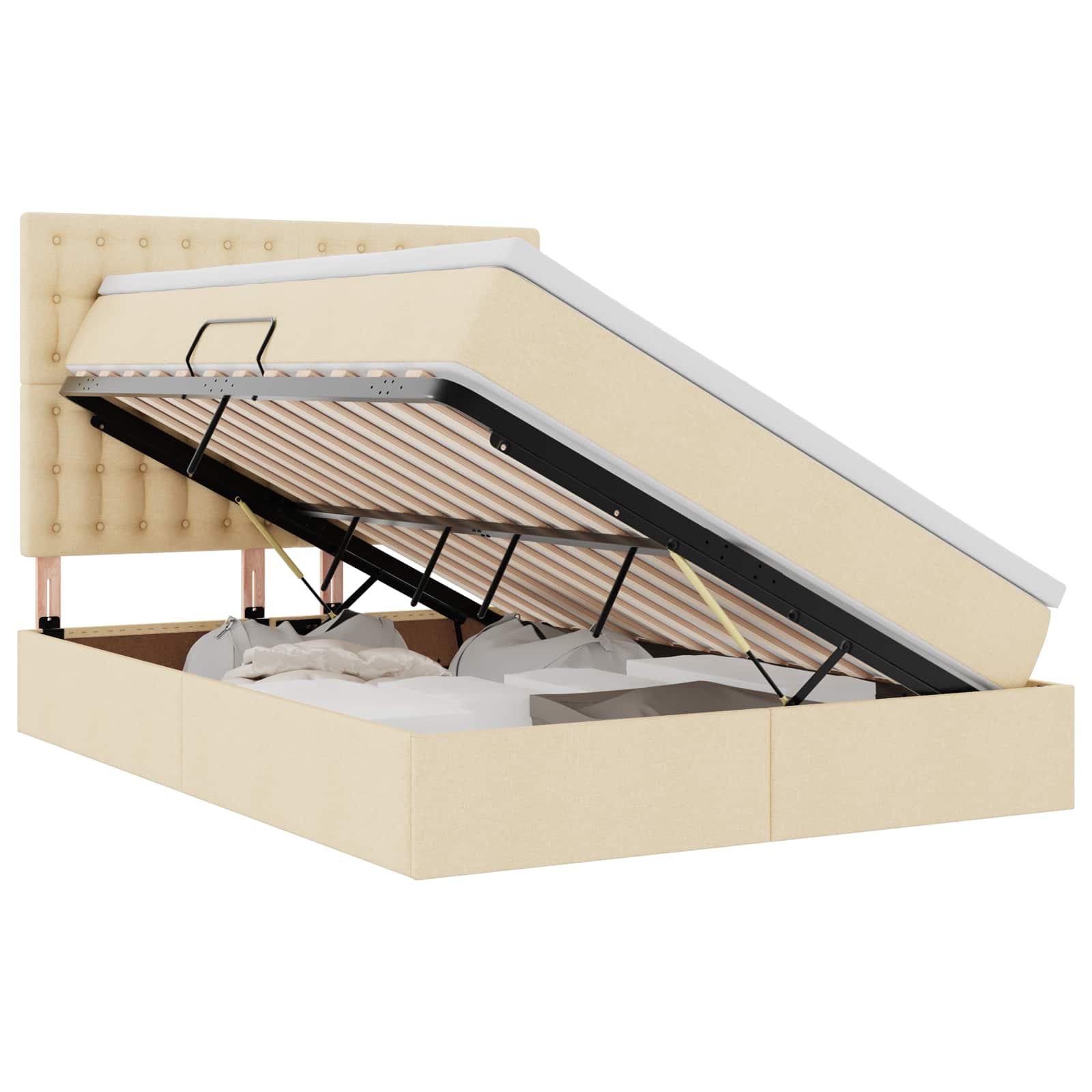 Letto con contenitore e materasso Crema 140 x 190 cm Poliestere 3371908