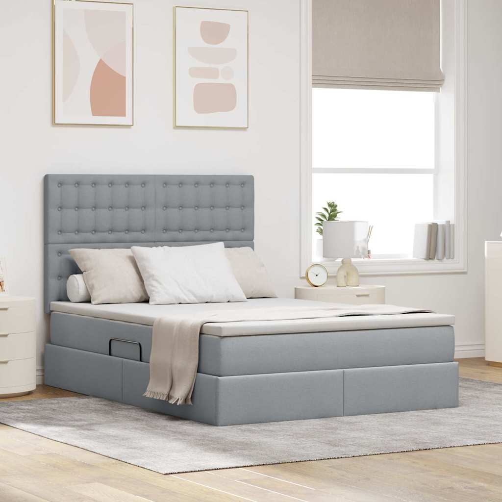 Letto con contenitore e materasso Grigio chiaro 140 x 200 cm 3371910