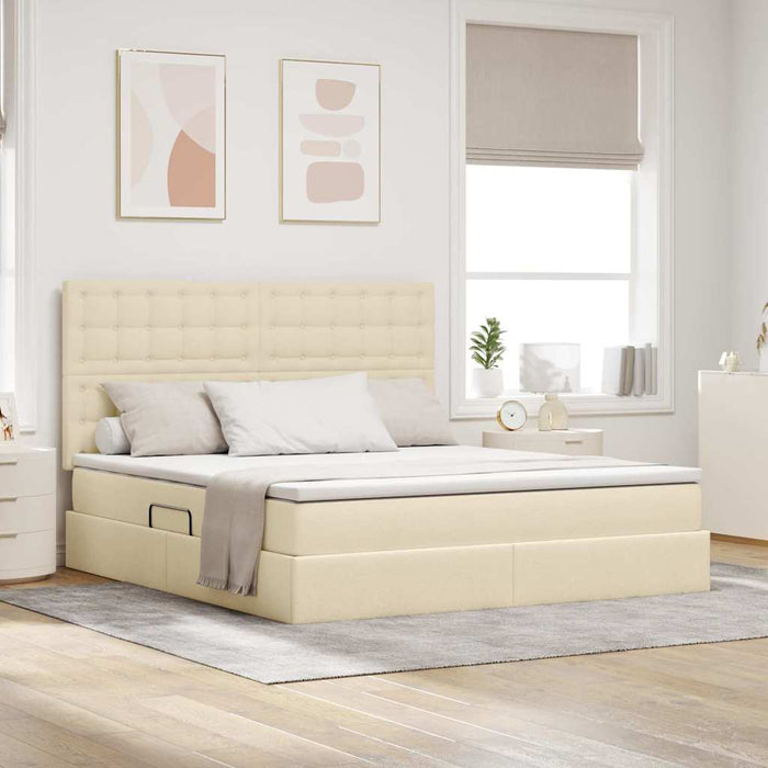 Letto con Contenitore Crema 180 x 200 cm Pelle Sintetica 3371926