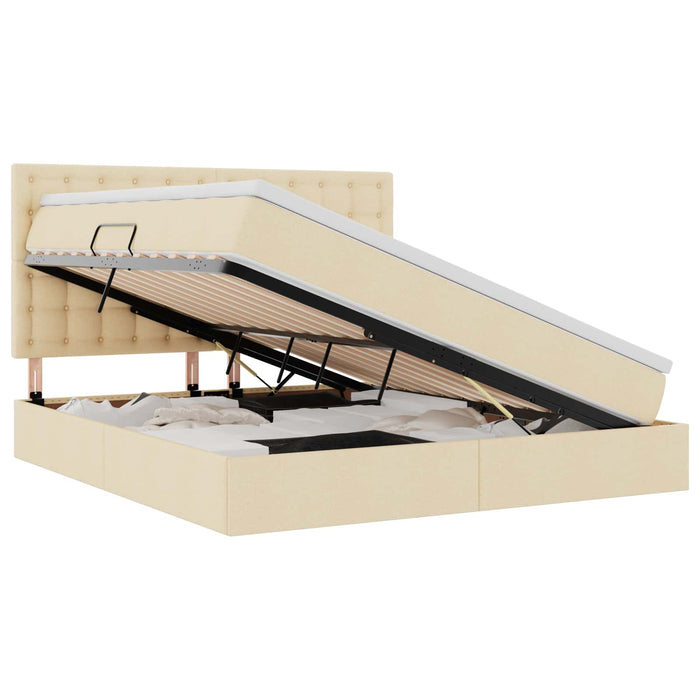 Letto con Contenitore Crema 180 x 200 cm Pelle Sintetica 3371926