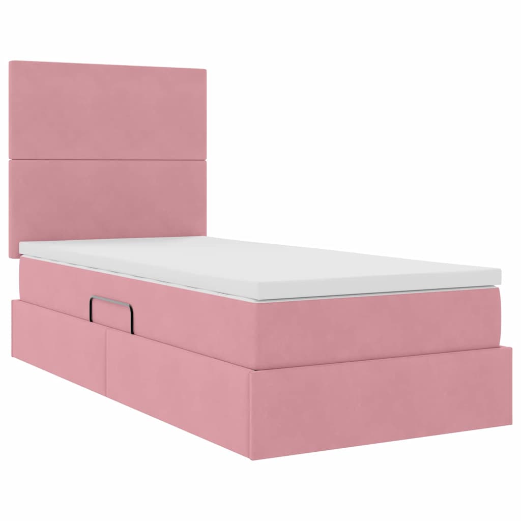 Letto con contenitore e materasso Rosa 90 x 200 cm Velluto 3371948