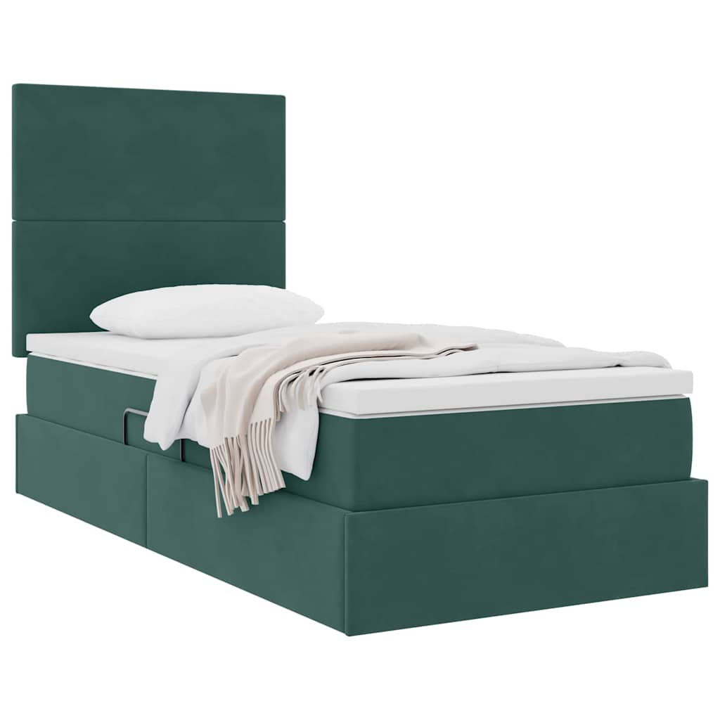 Letto con contenitore e materasso Verde Scuro 100 x 200 cm 3371952