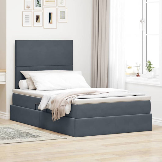 Letto con contenitore e LED Grigio scuro 120 x 200 cm Velluto 3371962