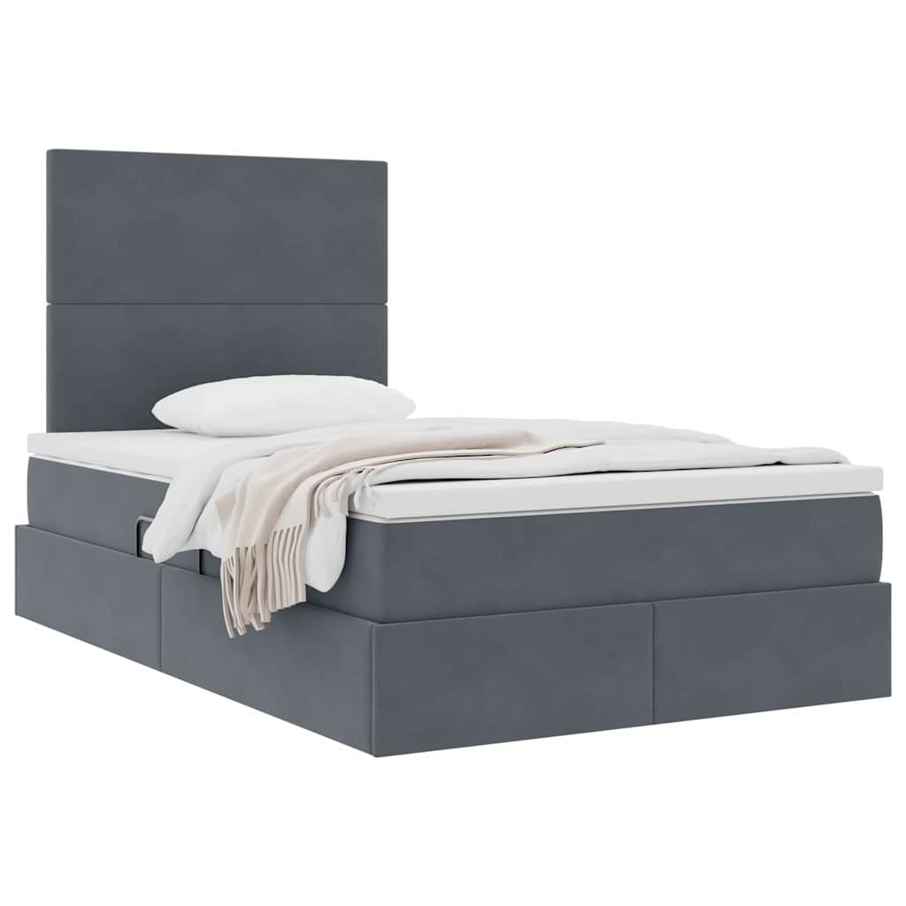 Letto con contenitore e LED Grigio scuro 120 x 200 cm Velluto 3371962