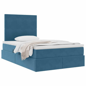 Letto con contenitore e LED Blu Scuro 120 x 200 cm Velluto 3371965