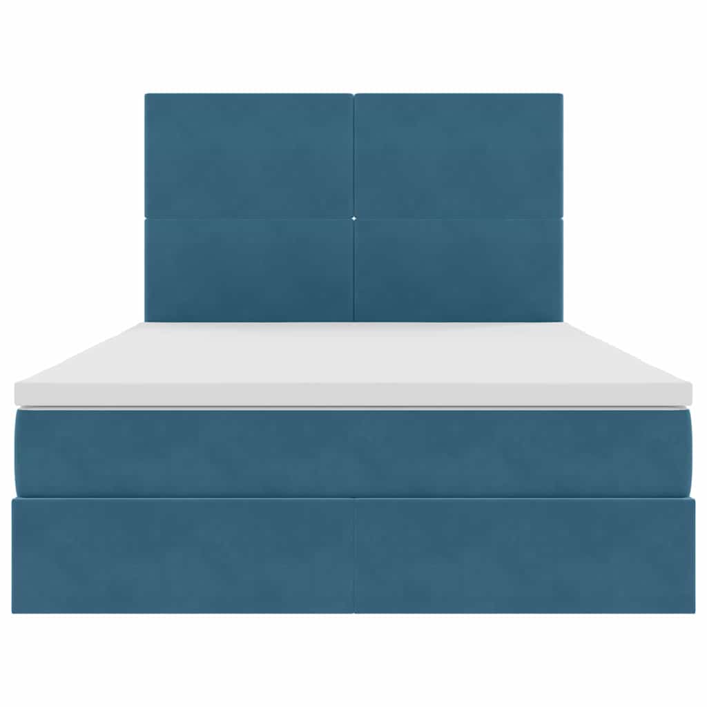 Letto con contenitore e LED Blu Scuro 140 x 200 cm Velluto 3371977