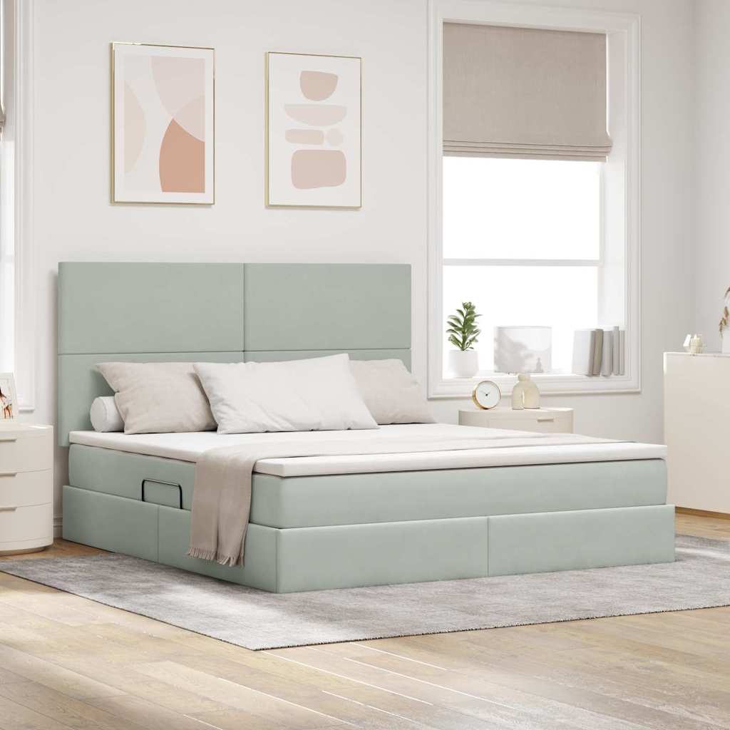 Letto con contenitore e materasso Grigio chiaro 160 x 200 cm