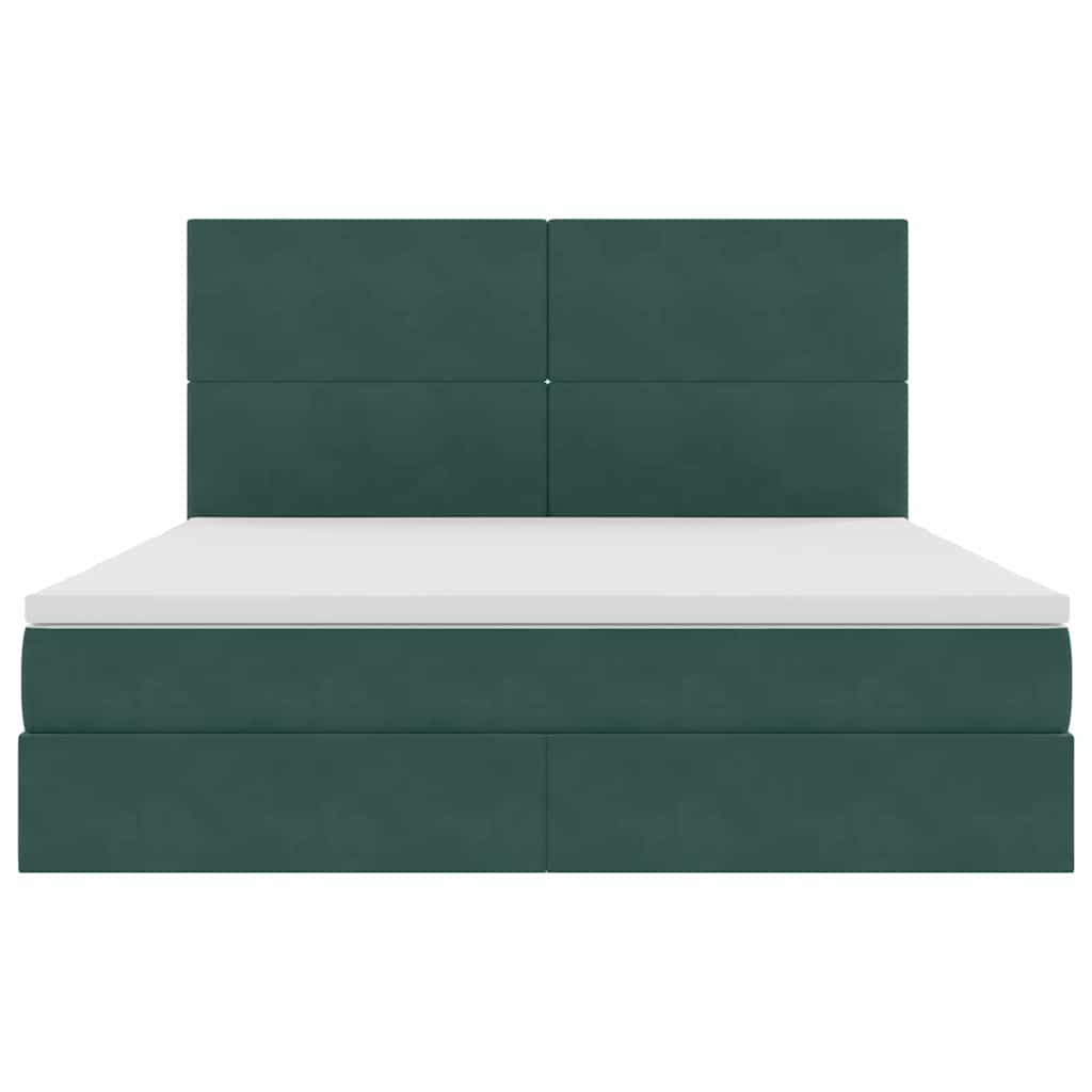 Letto con contenitore e LED Verde Scuro 160 x 200 cm Velluto 3371982