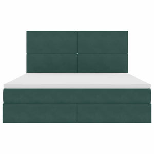 Letto con contenitore e LED Verde Scuro 160 x 200 cm Velluto 3371982