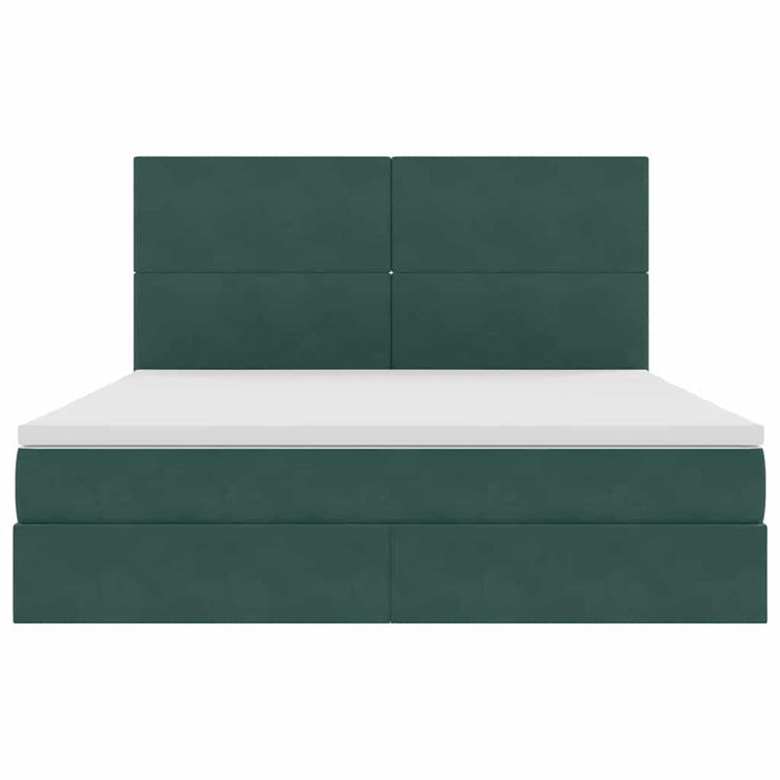 Letto con contenitore e LED Verde Scuro 160 x 200 cm Velluto 3371982