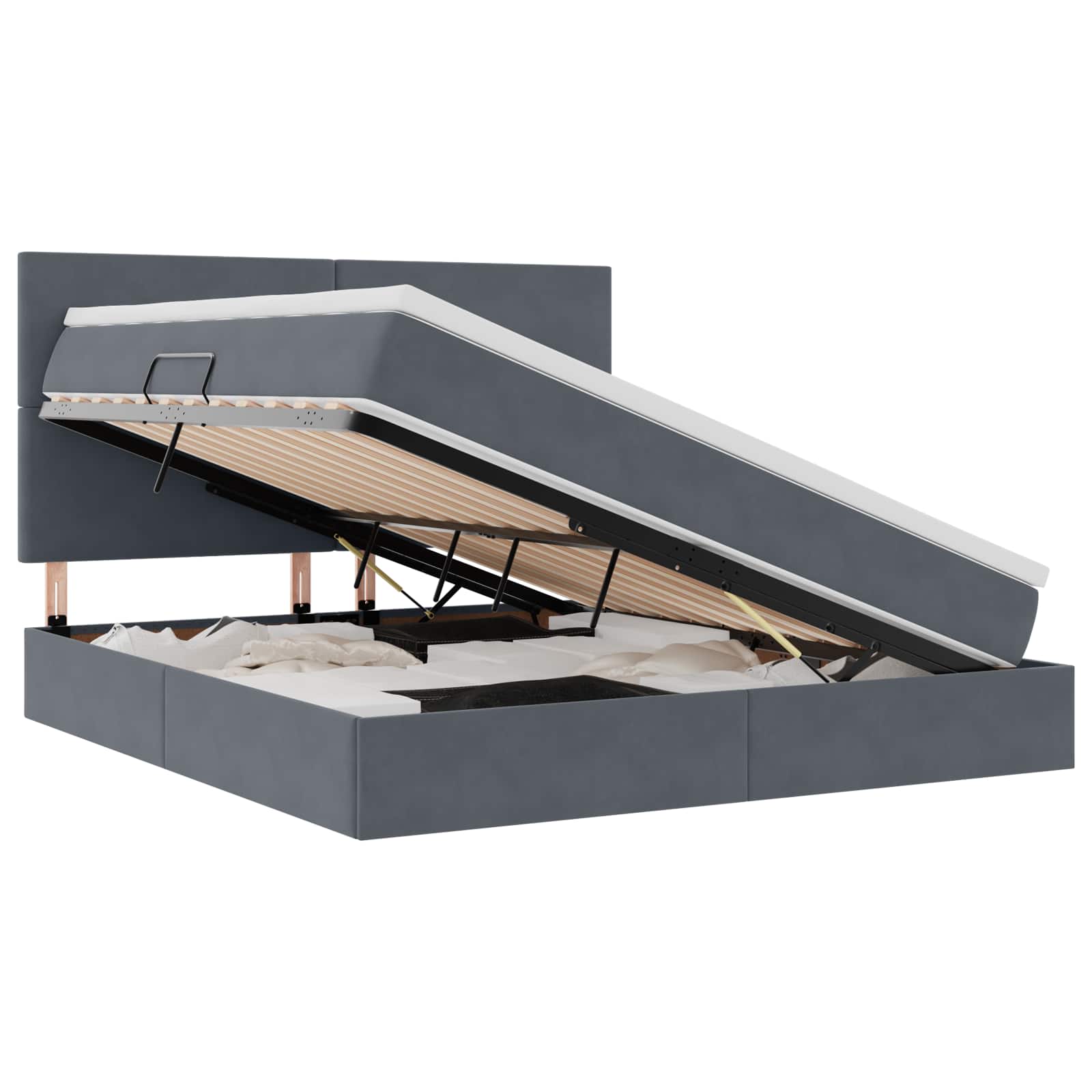Letto con contenitore e materasso Grigio scuro 180 x 200 cm 3371986