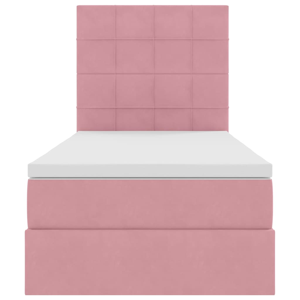 Letto con contenitore e materasso Rosa 100 x 200 cm Velluto 3372014