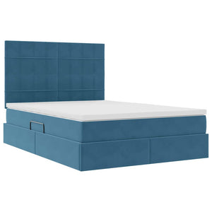 Letto con contenitore e LED Blu Scuro 140 x 190 cm Velluto 3372031