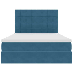Letto con contenitore e LED Blu Scuro 140 x 190 cm Velluto 3372031