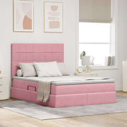 Letto con contenitore e materasso Rosa 140 x 200 cm Velluto