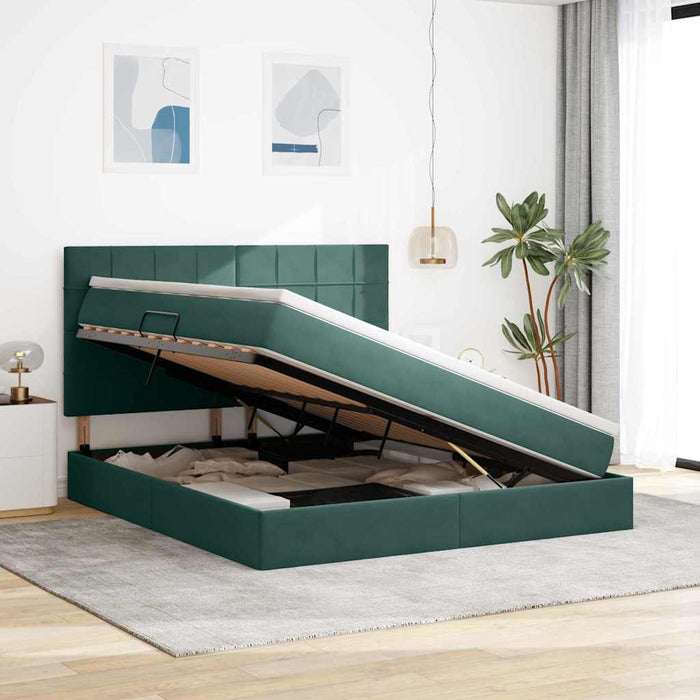 Letto con contenitore e materasso Verde Scuro 180 x 200 cm 3372048