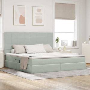 Letto con contenitore e materasso Grigio chiaro 200 x 200 cm 3372051