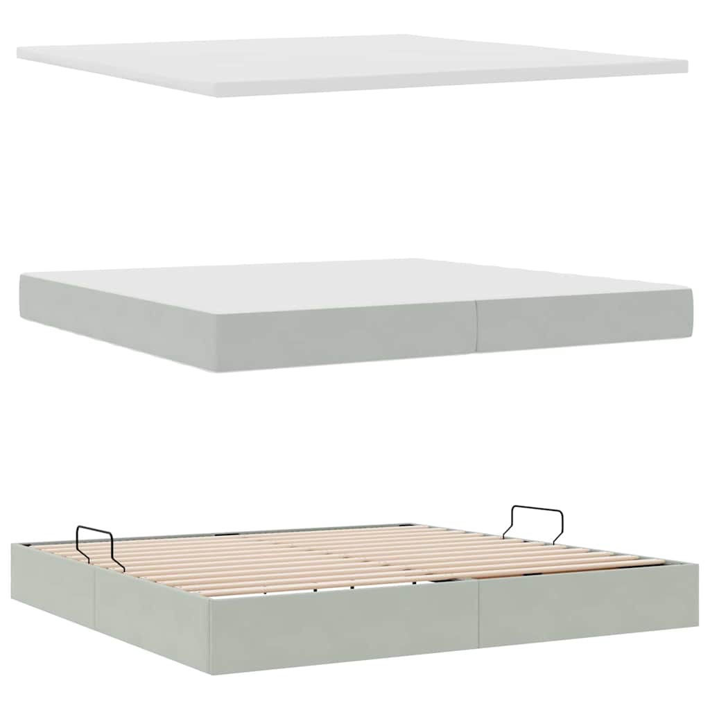Letto con contenitore e materasso Grigio chiaro 200 x 200 cm 3372051