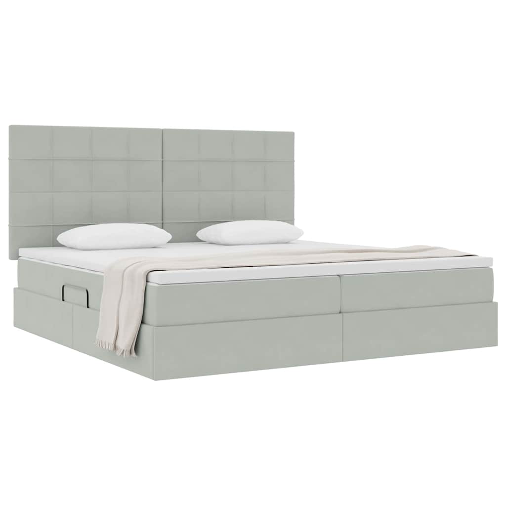 Letto con contenitore e materasso Grigio chiaro 200 x 200 cm 3372051