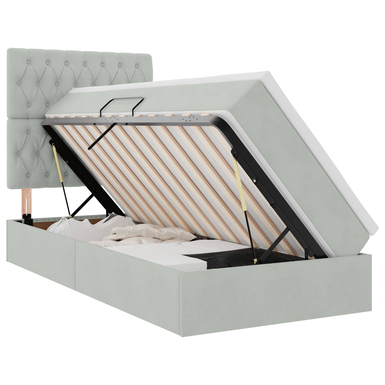 Letto con contenitore e materasso Grigio chiaro 90 x 190 cm 3372057