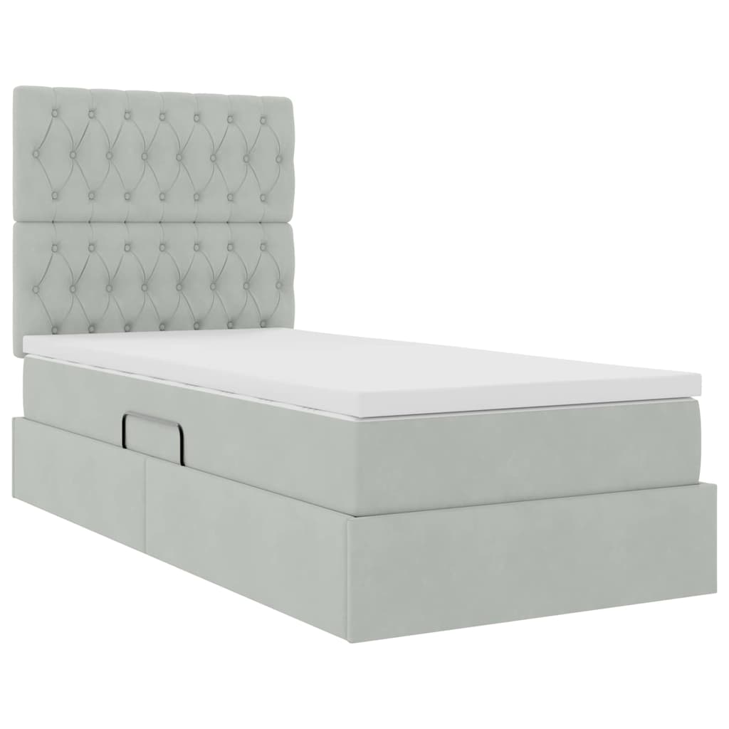Letto con contenitore e materasso Grigio chiaro 90 x 190 cm 3372057